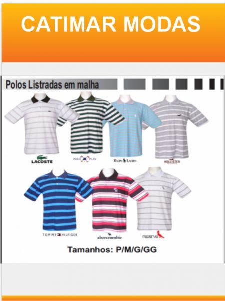 Polos listradas em malha 100% algodão